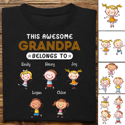 Grandpa - This Grandpa Belongs To -  Personalized Unisex T-Shirt