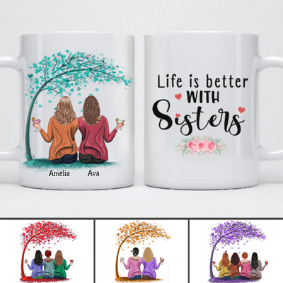 Sisters - Life Is Better With Sisters - Personalized Mug (Green) - Makezbright Gifts
