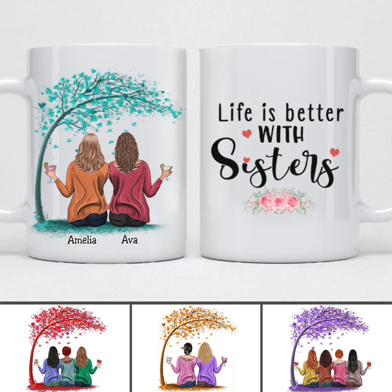 Sisters - Life Is Better With Sisters - Personalized Mug (Green)