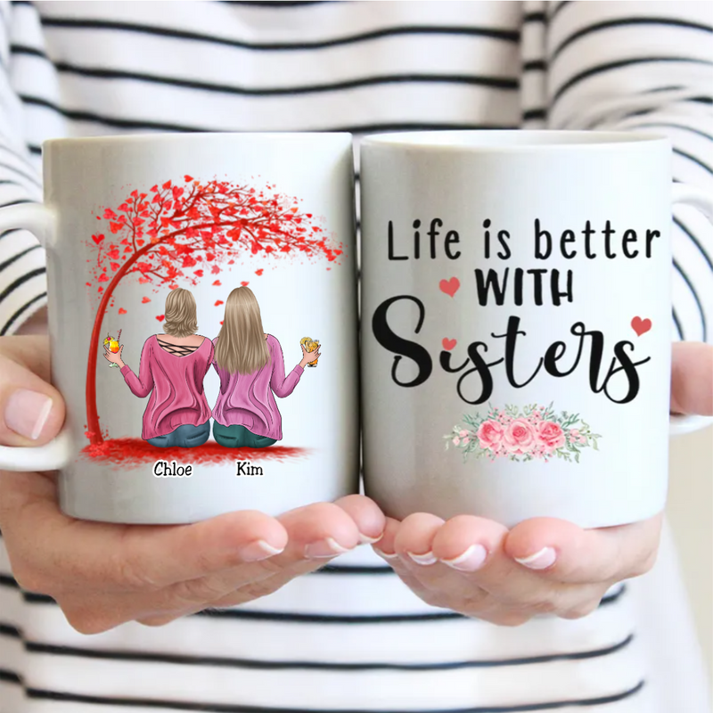 Sisters - Life Is Better With Sisters - Personalized Mug (Yellow) - Makezbright Gifts
