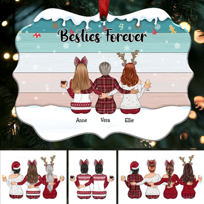 Up to 9 Women - Xmas Ornament - Besties Forever - Personalized Christmas Ornament - ver 2 - Makezbright Gifts