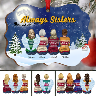 Sisters Memorial Gift - Always Sisters - Personalized Christmas Ornament - Makezbright Gifts
