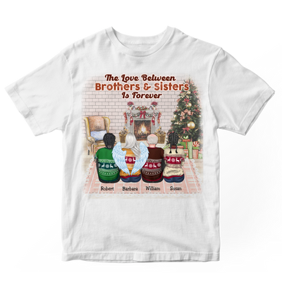 Brothers And Sister - The Love Between Brothers And Sisters Is Forever - Personalized Unisex T-Shirt (Pink) - Makezbright Gifts