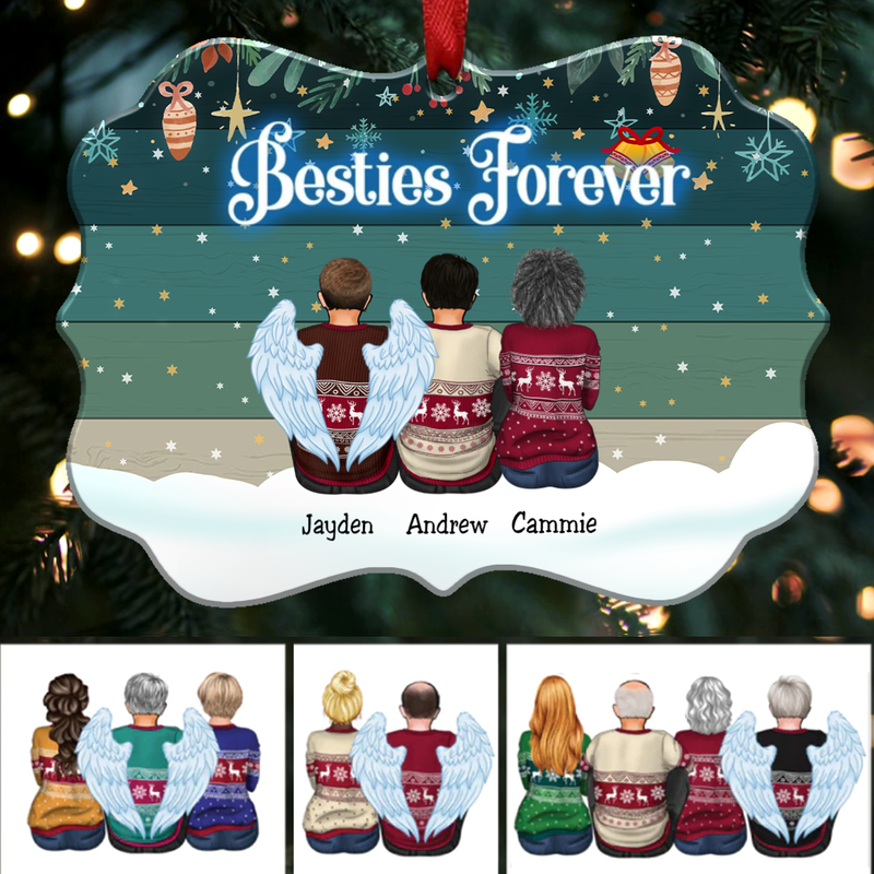 Besties Forever - Personalized Christmas Ornament (Green) - Makezbright Gifts