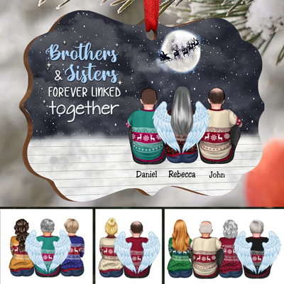 Family - Brothers & Sister Forever Linked Together - Personalized Christmas Ornament
