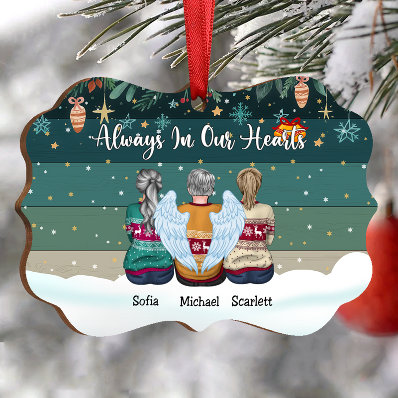 Family - Always In Our Hearts - Personalized Acrylic Ornament (Green) - Makezbright Gifts