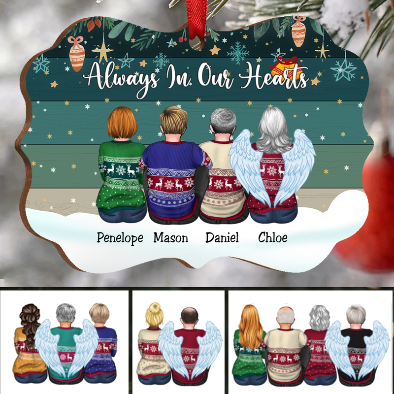 Family - Always In Our Hearts - Personalized Acrylic Ornament (Green) - Makezbright Gifts