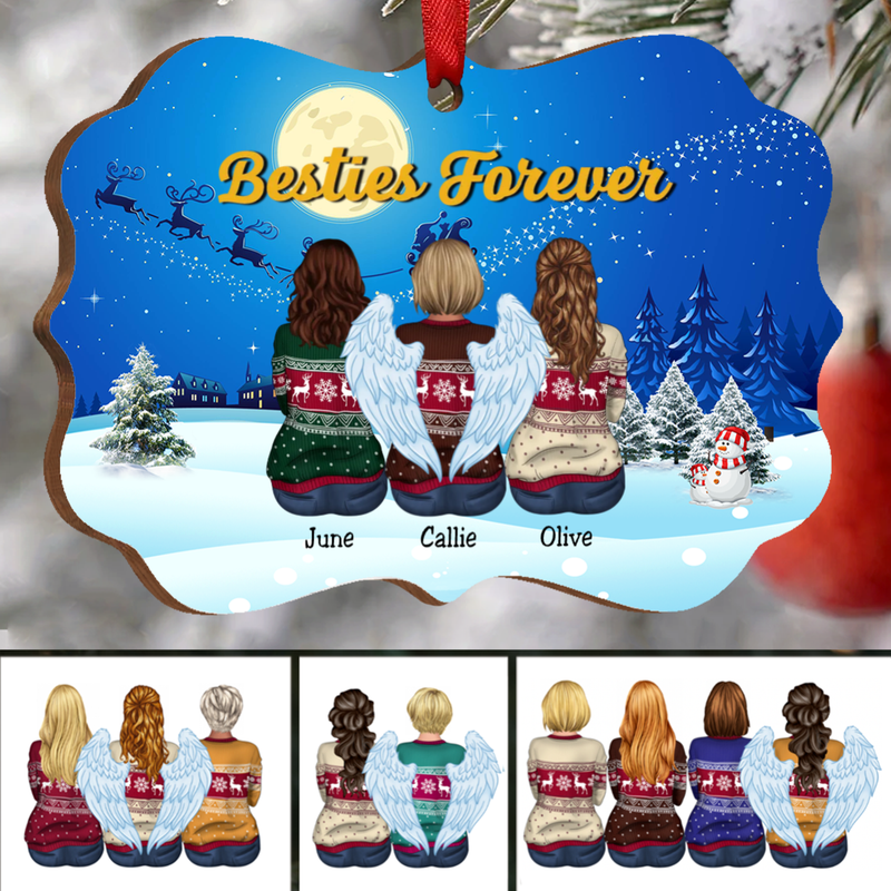 Friends - Besties Forever - Personalized Acrylic Ornament (Moon) - Makezbright Gifts