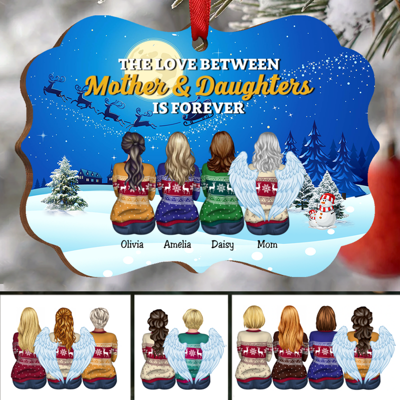 Family - The Love Between Mother & Daughters Is Forever - Personalized Acrylic Ornament (Moon)