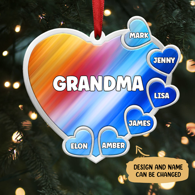Family - Custom Grandma, Grandpa, Mom And Dad Heart - Personalized Ornament - Makezbright Gifts