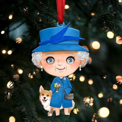 Queen Elizabeth II with Corgi - Christmas Ornament - QEL8 - Makezbright Gifts