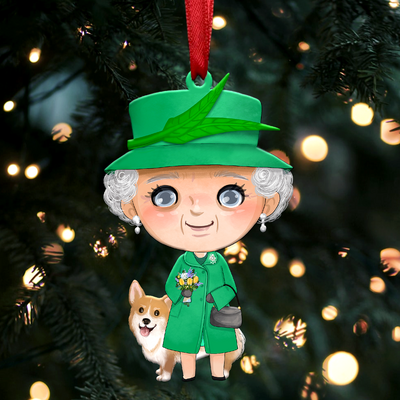 Queen Elizabeth II with Corgi - Christmas Ornament - QEL9 - Makezbright Gifts
