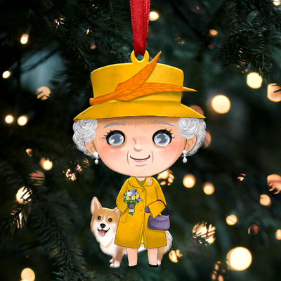 Queen Elizabeth II with Corgi - Christmas Ornament - QEL6 - Makezbright Gifts