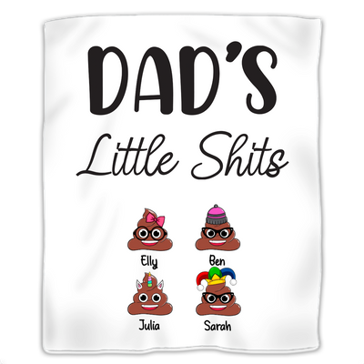 Father - Dad's Little Shits - Personalized Blanket - Makezbright Gifts