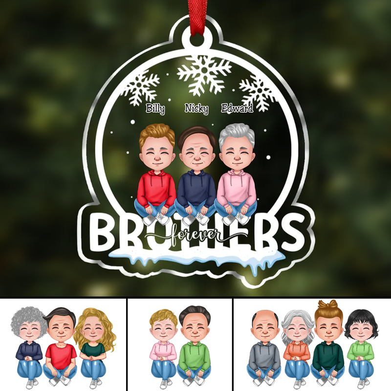 Family - Brothers Forever - Personalized Christmas Transparent Ornament