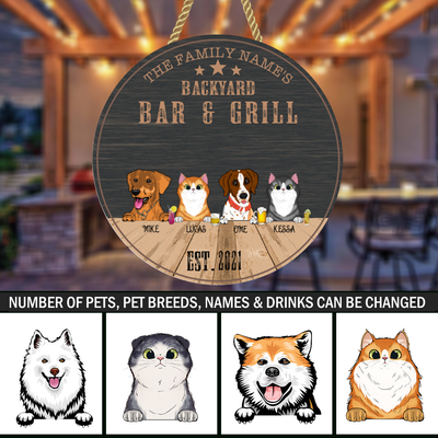 Cat/Dog Personalized Wood Sign for Backyard Bar & Grill - Makezbright Gifts