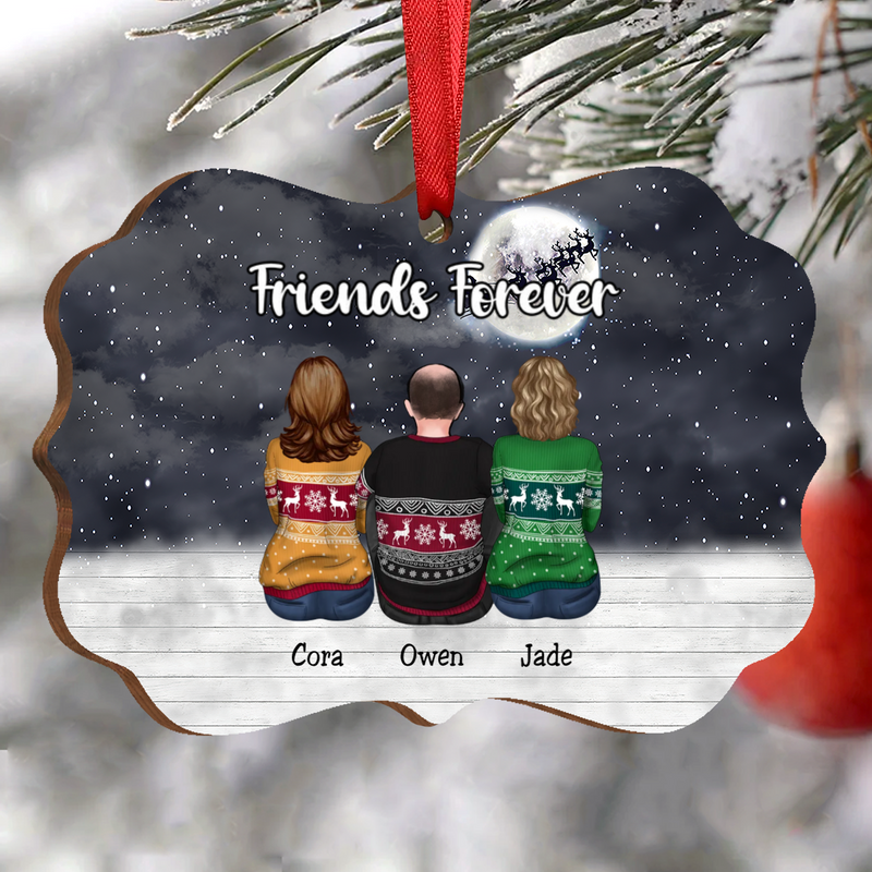 Friend - Friends Forever - Personalized Acrylic Ornament (Black) - Makezbright Gifts