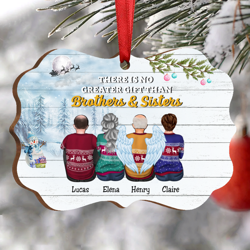 Family - There Is No Greater Gift Than Brothers & Sisters - Personalized Acrylic Ornament (Snow Man) - Makezbright Gifts