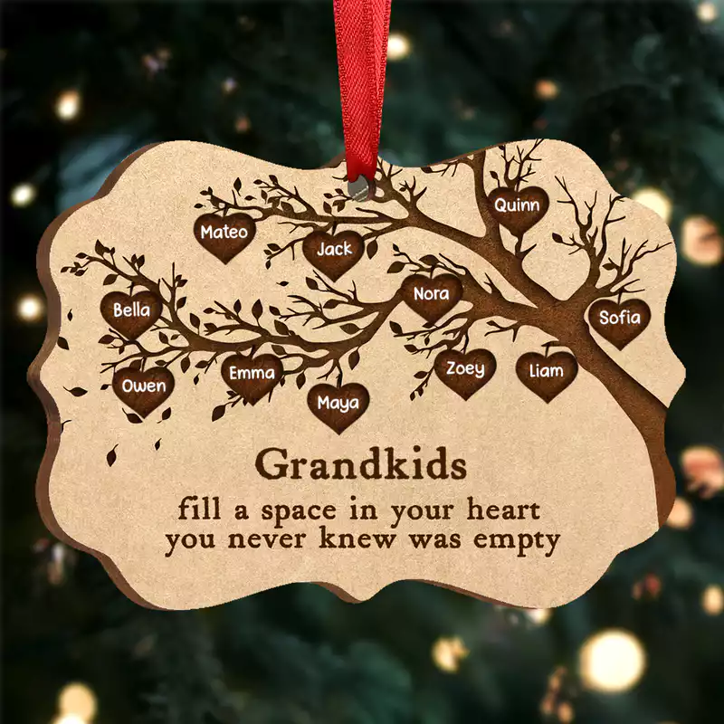 Grandchildren - Fill A Space In Heart Christmas, Heartwarming - Personalized Acrylic Ornament - Gift For Family Members, Grandma, Grandpa, Mom, Dad - Makezbright Gifts
