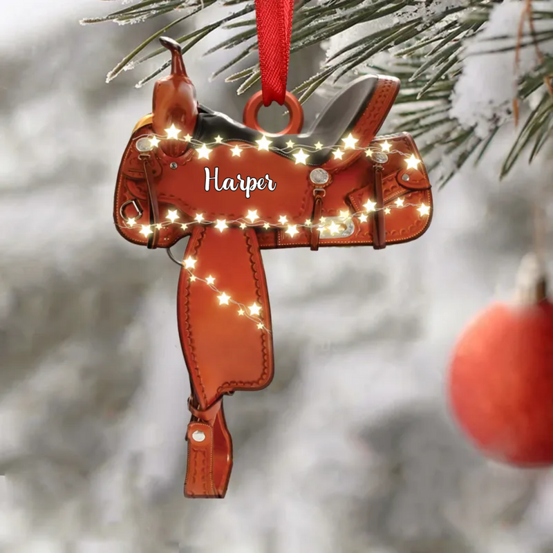 Horse Lovers - Horse Saddle For Riding Horse - Personalized Christmas Ornament - Makezbright Gifts