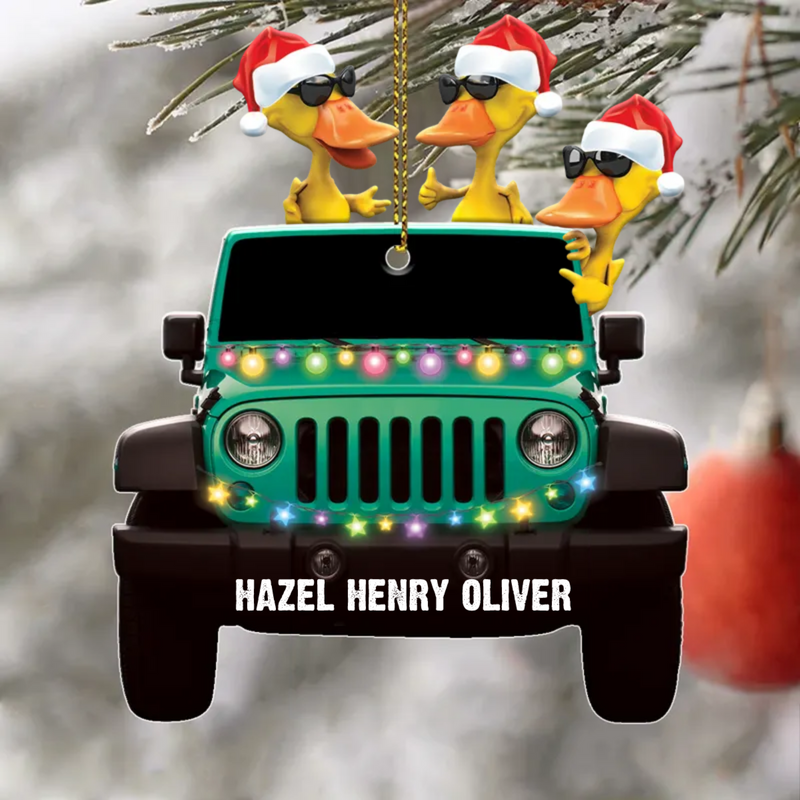 Off-Road Car Lovers - Traveling Duckies Duck Lovers - Personalized Christmas Ornament - Makezbright Gifts