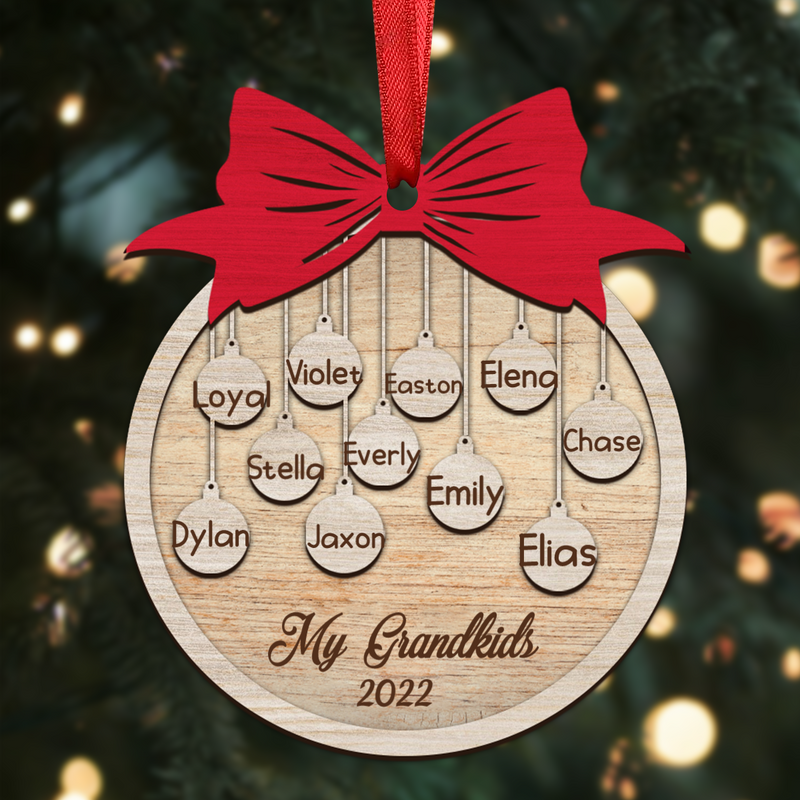 Family - Ball Christmas - Personalized Acrylic Ornament - Gift For Family Members, Grandma, Grandpa, Mom, Dad - Makezbright Gifts