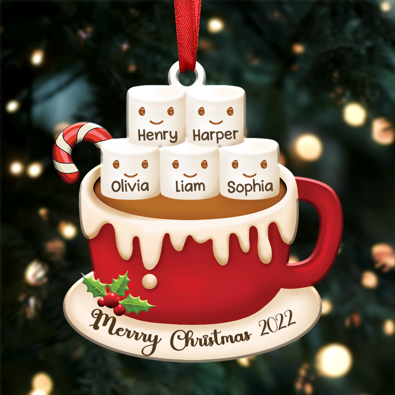 Family - Marshmallows Coffee - Personalized Ornament -  Gift For Family Members - Makezbright Gifts