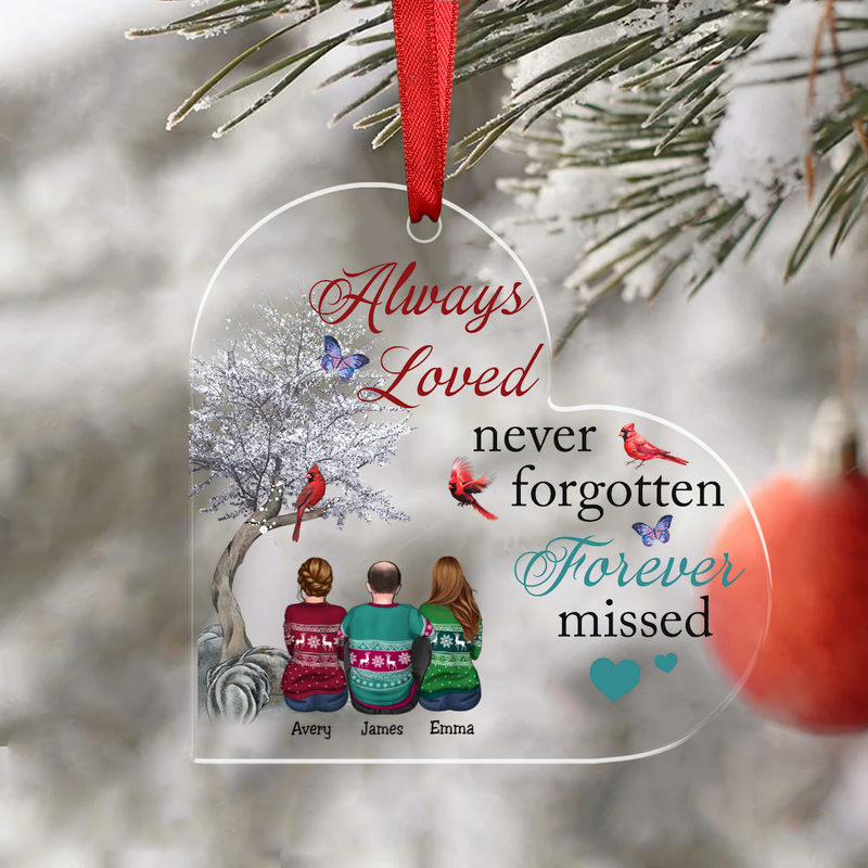 Memorial Family - Always Loved Never Forgotten Forever Missed - Personalized Acrylic Ornament - Makezbright Gifts