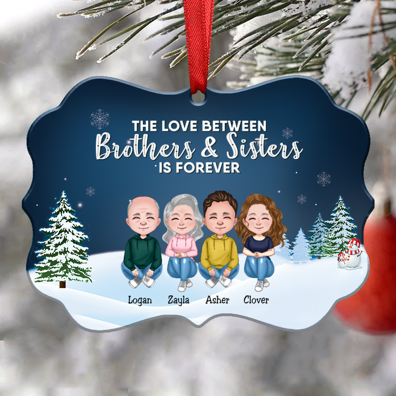 Family - The Love Between Brothers & Sisters Is Forever Chibi Version - Personalized Christmas Ornament