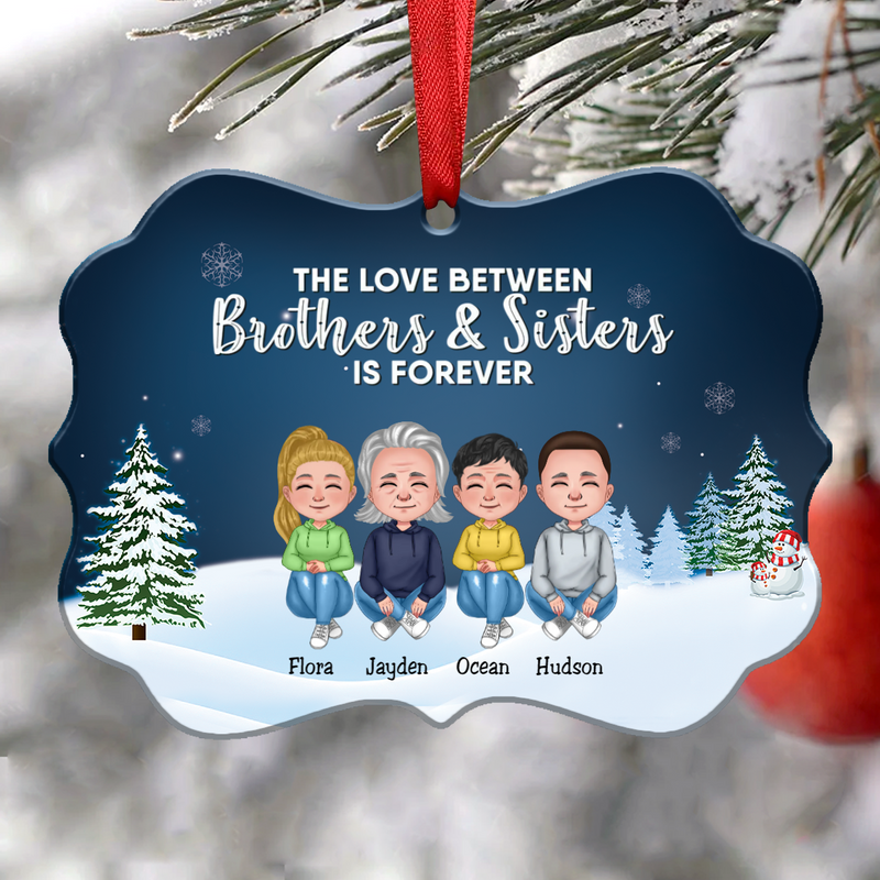 Family - The Love Between Brothers & Sisters Is Forever Chibi Version - Personalized Christmas Ornament