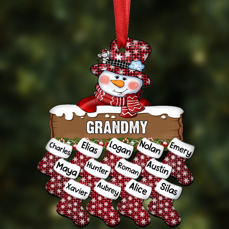 Grandma - Snowman Christmas Stocking Custom Name - Personalized Acrylicen Ornament
