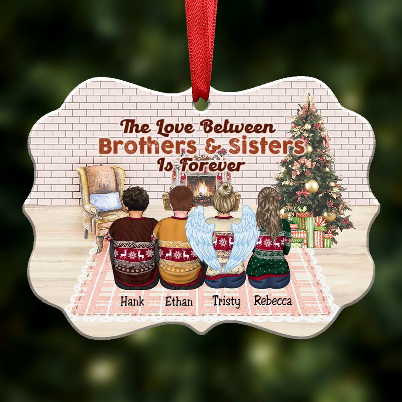 The Love Between Brothers & Sisters Is Forever - Personalized Christmas Ornament A1 - Makezbright Gifts