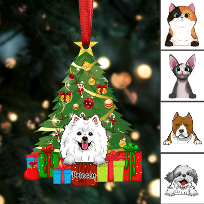 Dog/Cat Lovers - Christmas Tree With Pets - Personalized Christmas Ornament - Makezbright Gifts