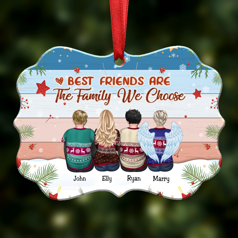 Best Friends Are the Family We Choose Gift Christmas - Personalized Christmas Ornament (Pastel) - Makezbright Gifts