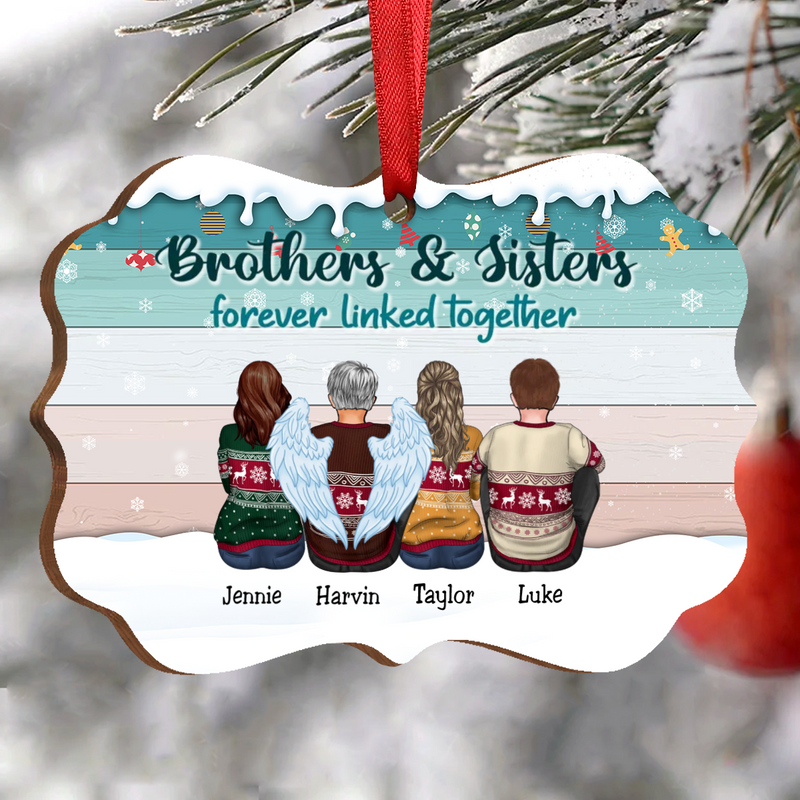 Brothers & Sisters Forever Linked Together - Personalized Christmas Ornament (Ver3)