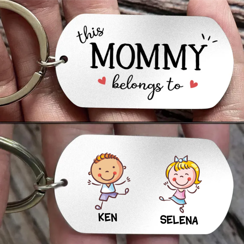 Family - Up to 7 Kids - This MOMMY Belongs To - Personalized Keychain