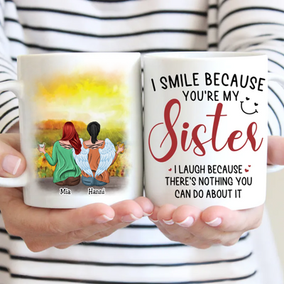 Sisters - I Smile Because You're My Sister - Personalized Mug (Sunflower) - Makezbright Gifts