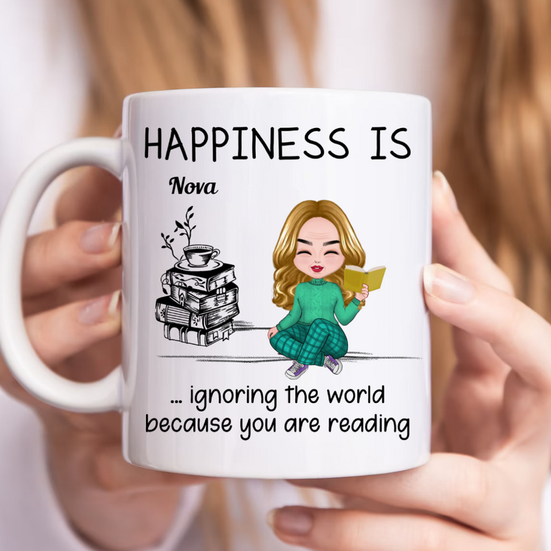Besties - Happiness Is Ignoring The World Because You Are Reading - Personalized Mug