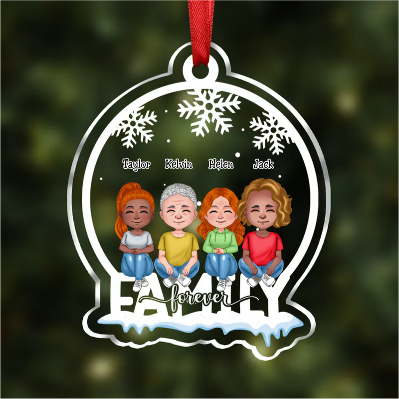 Family - Family Forever - Personalized Christmas Transparent Ornament