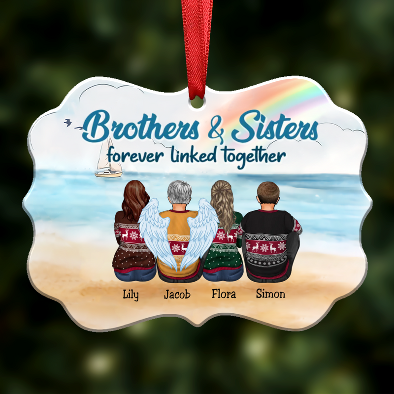 Brothers & Sisters Forever Linked Together - Personalized Christmas Ornament(Ver2) - Makezbright Gifts