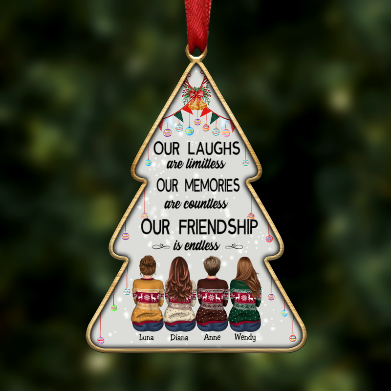 Friends - Our Laughs Are Limitless Our Memories Are Countless Our Friendship Is Endless - Personalized Transparent Ornament