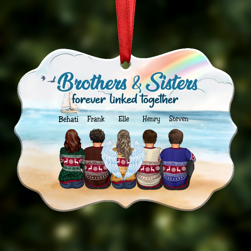 Brothers & Sisters Forever Linked Together - Personalized Christmas Ornament(Ver2)