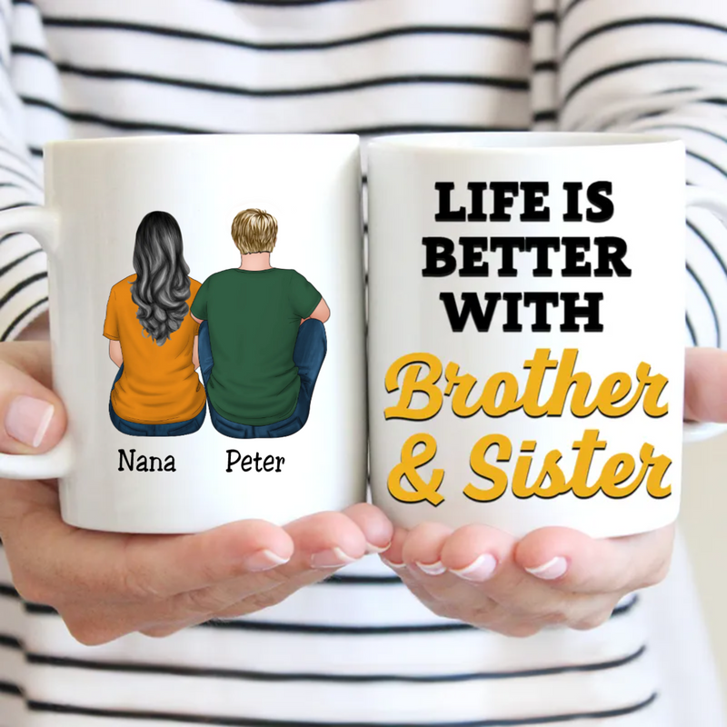 Family - Life Is Better With Brothers & Sisters - Personalized Mug (Ver 4) - Makezbright Gifts
