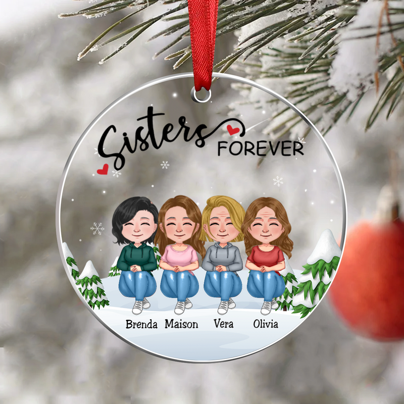 Sister - Sisters Forever - Personalized Transparent Ornament (Ver 4) - Makezbright Gifts