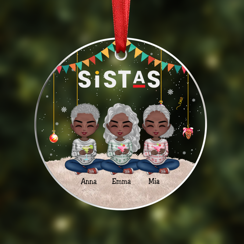 Besties - Sistas Forever - Personalized Transparent Ornament