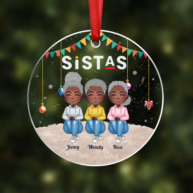 Besties - Sistas Forever - Personalized Transparent Ornament (Ver 3) - Makezbright Gifts