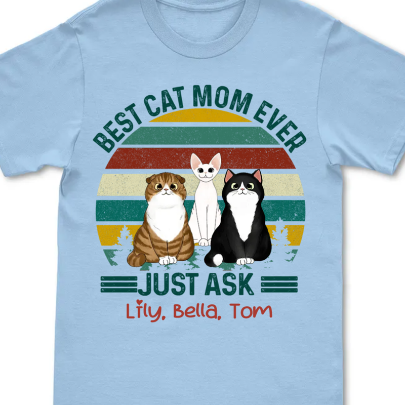 Cat Lover - Best Cat Mom Fluffy Cat Retro - Personalized Unisex T-Shirt - Makezbright Gifts