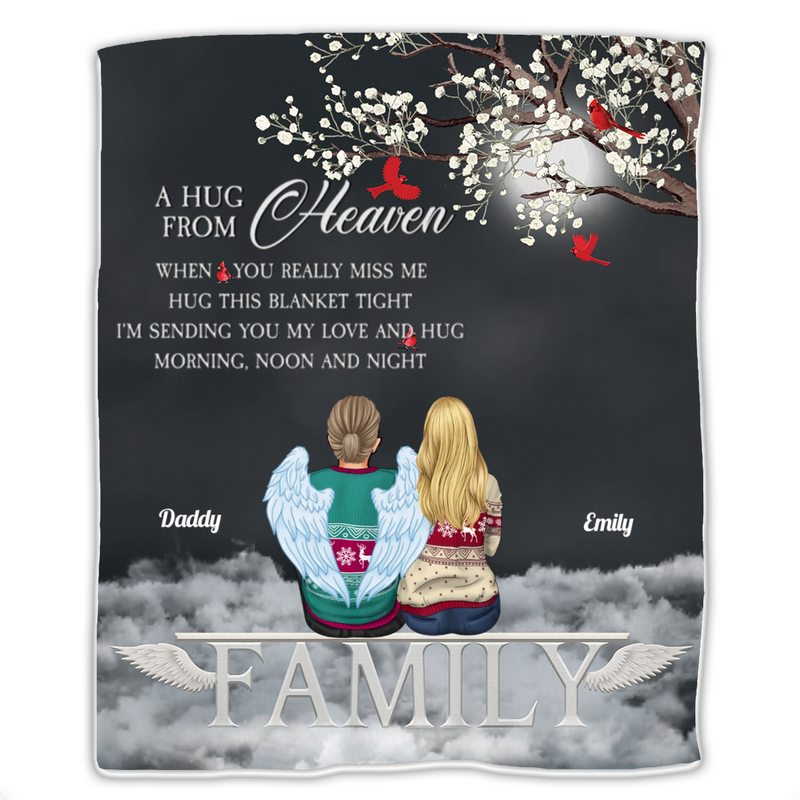 Family - Sending Hugs From Heaven - Personalized Blanket
