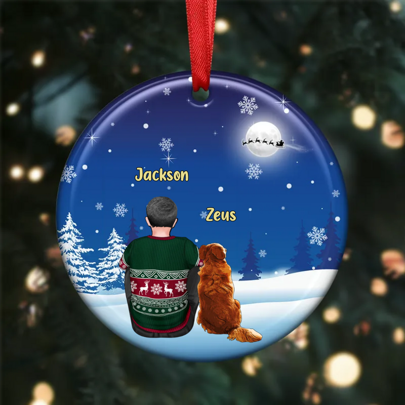 Dog Lovers - Dog Memo Christmas Watching - Personalized Circle Ornament - Makezbright Gifts