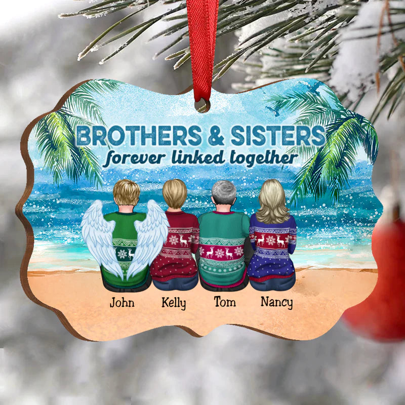 Brothers & Sisters - Brothers & Sisters Forever Linked Together - Personalized Christmas Ornament - Makezbright Gifts